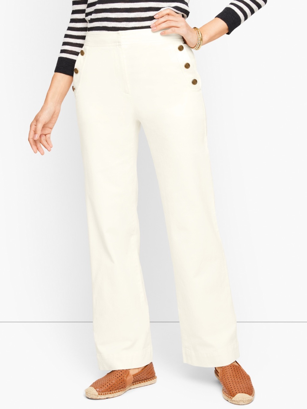 TALBOTS Off-White Wide Leg Pants Size 14